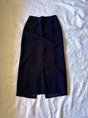 GAP Black Midi Pencil Skirt High Back Slit